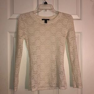 Forever 21 Cream Lace Top